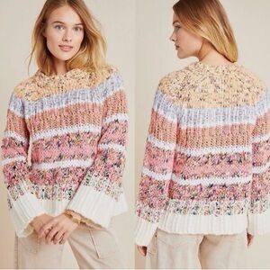 Anthropologie Kahlo Striped Chunky Knit Sweater